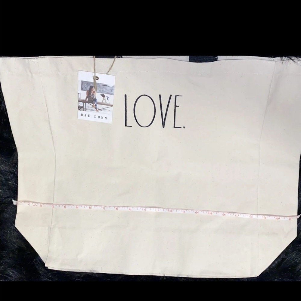 NWT Rae Dunn Large Canvas LOVE Tote LARGE 20 x 16
